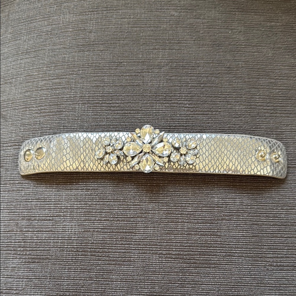 Silver leather stone bracelet
